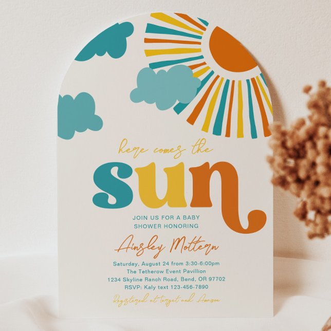 Arch Here Comes The Sun Baby Shower Invitation (Creator Uploaded)