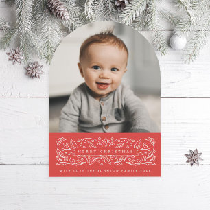 Arch Holly Classic Red Holiday Photo Card