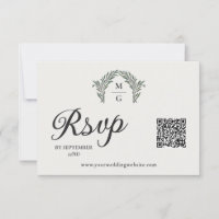 Arch Laurel Wreath Monogram QR Code RSVP Online