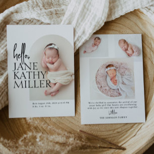 Arch Minimal Modern Baby Photo Birth Announcement