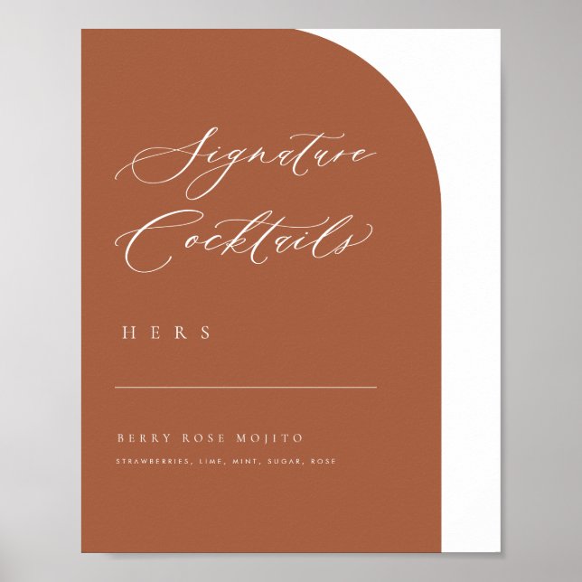 Arch Minimal Signature Cocktails Wedding Bar Menu  Poster (Front)