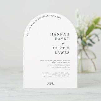 Arch minimalist, monochrome wedding invitation