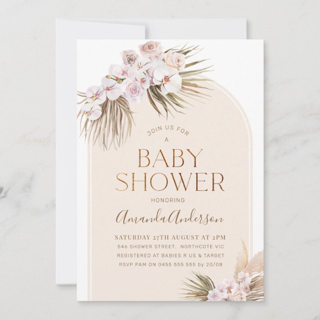 Arch Minimalist Orchards Palm Baby Shower  Invitation (Front)