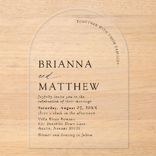 Arch Modern Black & White Minimalist Wedding Acrylic Invitations