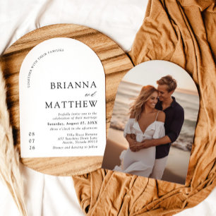 Arch Modern Black & White Minimalist Wedding Invitation