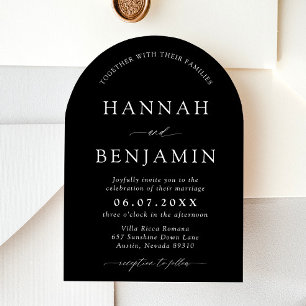 Arch Modern Black & White Minimalist Wedding Invitation