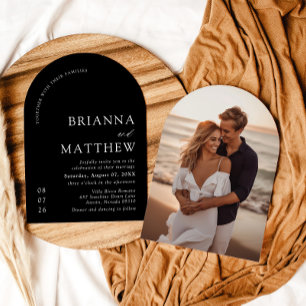 Arch Modern Black & White Minimalist Wedding Invitation