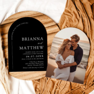 Arch Modern Black & White Minimalist Wedding Invitation