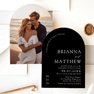 Arch Modern Black & White Minimalist Wedding Invitation