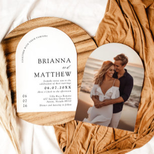 Arch Modern Black & White Minimalist Wedding Invitation
