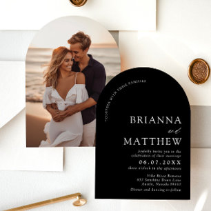 Arch Modern Black & White Minimalist Wedding Invitation