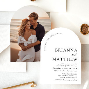 Arch Modern Black & White Minimalist Wedding Invitation