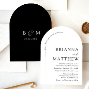 Arch Modern Black & White Minimalist Wedding Invitation
