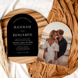 Arch Modern Black & White Minimalist Wedding Invitation