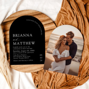 Arch Modern Black & White Minimalist Wedding Invitation