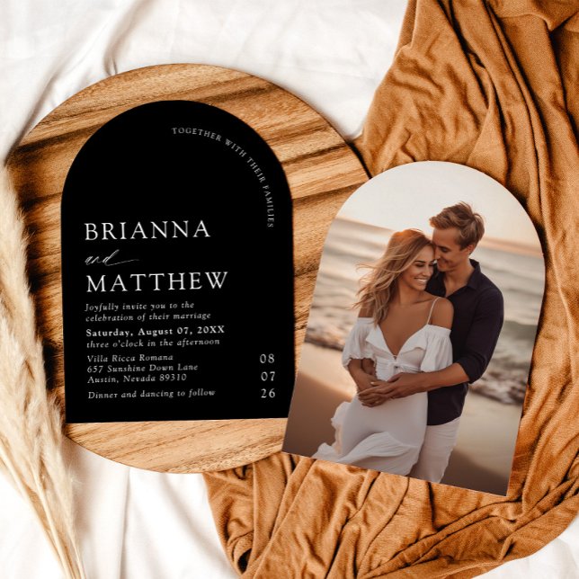 Arch Modern Black & White Minimalist Wedding Invitation (Arch Modern Black & White Minimalist Wedding Invitation)