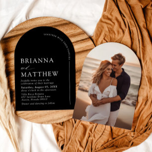 Arch Modern Black & White Minimalist Wedding Invitation