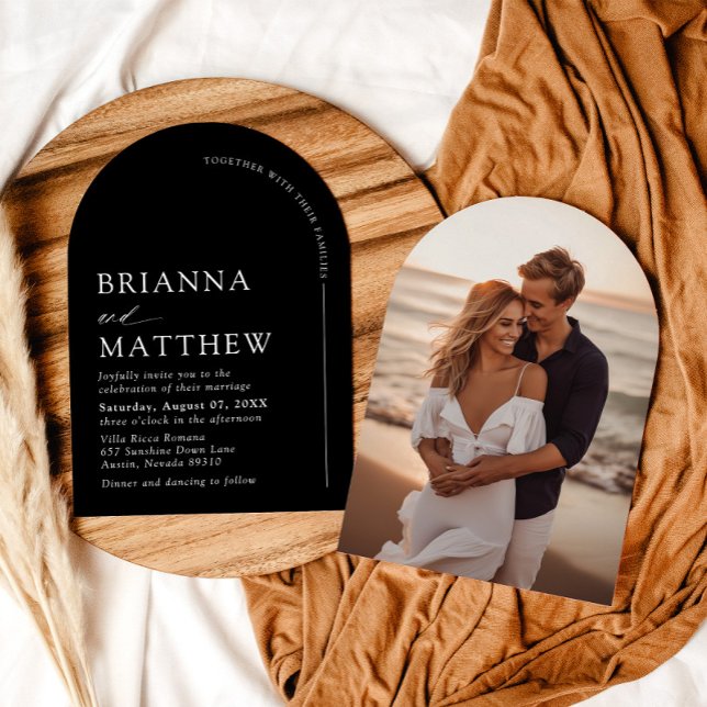 Arch Modern Black & White Minimalist Wedding Invitation (Arch Modern Black & White Minimalist Wedding Invitation)