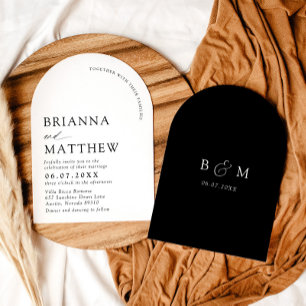 Arch Modern Black & White Minimalist Wedding Invitation