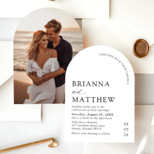 Arch Modern Black & White Minimalist Wedding Invitation