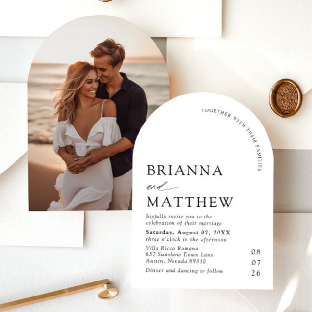 Arch Modern Black & White Minimalist Wedding Invitation (Arch Modern Black & White Minimalist Wedding Invitation)