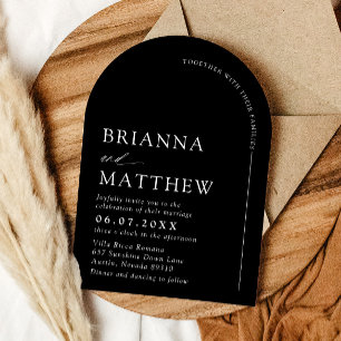 Arch Modern Black & White Minimalist Wedding Invitation
