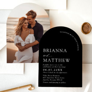 Arch Modern Black & White Minimalist Wedding Invitation