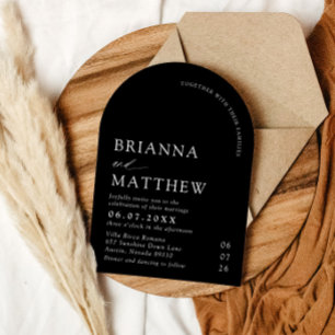 Arch Modern Black & White Minimalist Wedding Invitation