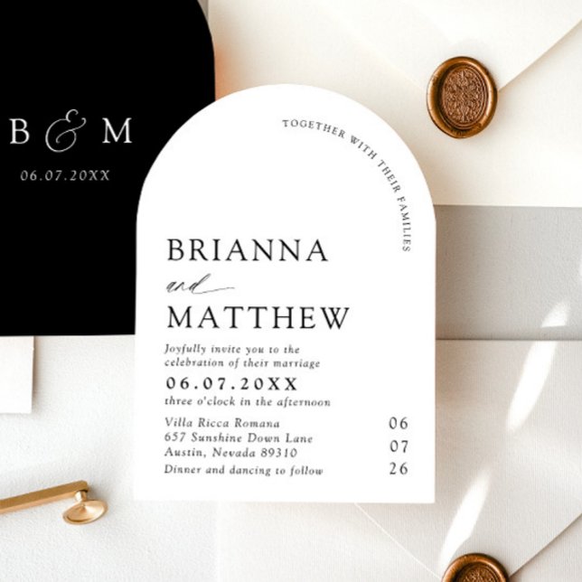 Arch Modern Black & White Minimalist Wedding Invitation (Arch Modern Black & White Minimalist Wedding Invitation)