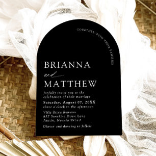 Arch Modern Black & White Minimalist Wedding Invitation