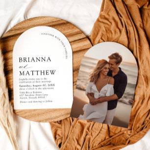Arch Modern Black & White Minimalist Wedding Invitation