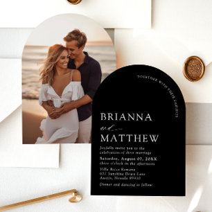 Arch Modern Black & White Minimalist Wedding Invitation