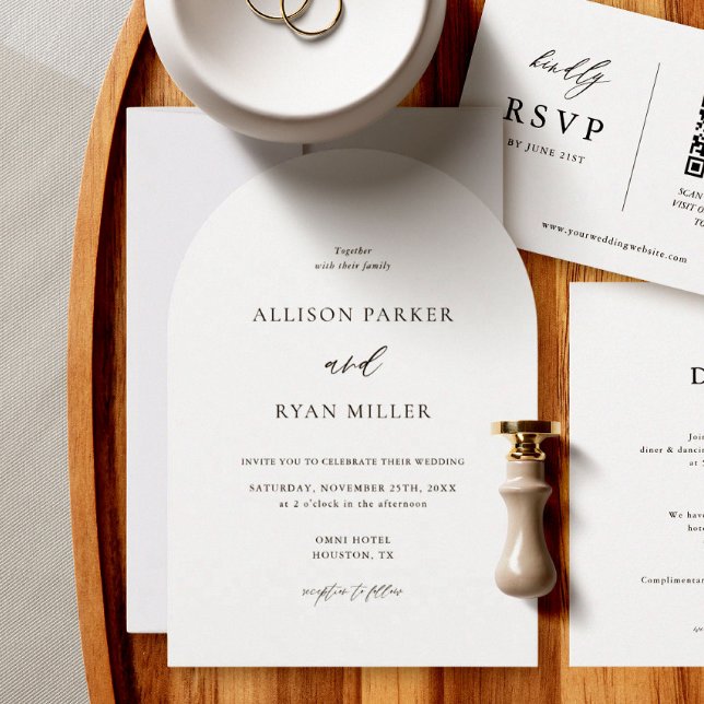 Arch Modern Calligraphy Simple Wedding Invitation (Creator Uploaded)