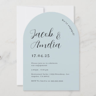 Arch Modern Dusty Blue Engagement Party Invitation