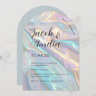 Arch Modern Holographic Engagement Party   Invitation