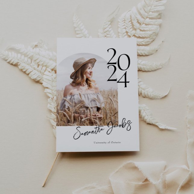 Arch Modern Minimalist Photo Graduation Party Invitation (Creator Uploaded)