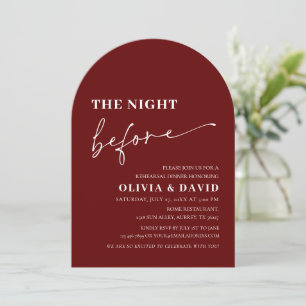 Arch Modern Red The Night Before Rehearsal Dinner Invitation