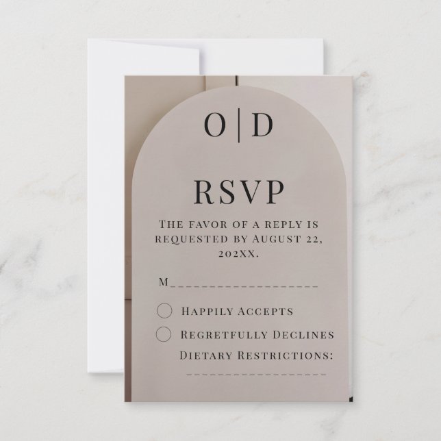 Arch Neutral Luxe Wedding  RSVP Card (Front)