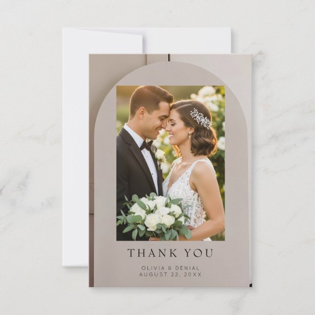 Arch Neutral Luxe Wedding  Thank You Card (Front)
