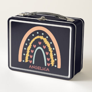 Arch of Hearts Scribble Boho Rainbow Metal Lunch B Box