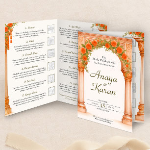 Arch of Orange Roses Indian Wedding Program  Flyer