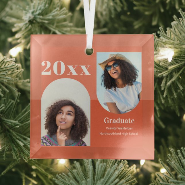 Arch Orange Photo Graduation Glass Tree Decoration (Insitu)