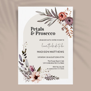 Arch Petals & Prosecco Boho Floral Bridal Shower Invitation