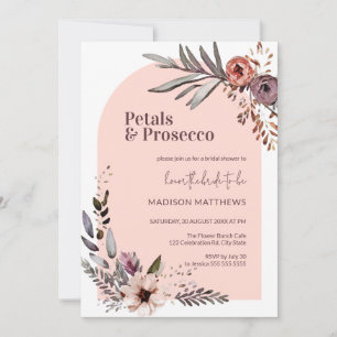 Arch Petals & Prosecco Pink Floral Bridal Shower  Invitation