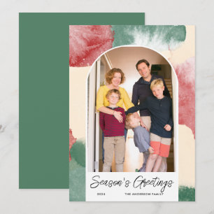 Arch Photo Abstract Watercolor Christmas Holiday Card