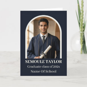 Arch Photo African American Graduate Modern Black Card