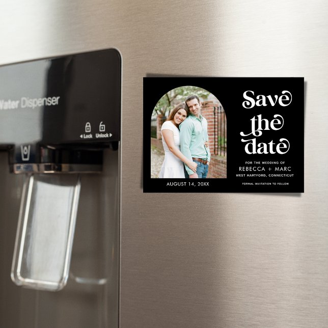 Arch Photo Black White Wedding Save the Date (Arch Photo Black White Wedding Save the Date Magnet)