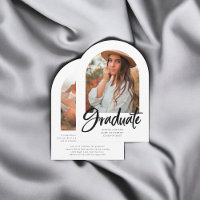 Arch Photo Brush Calligraphy Graduation Invitation