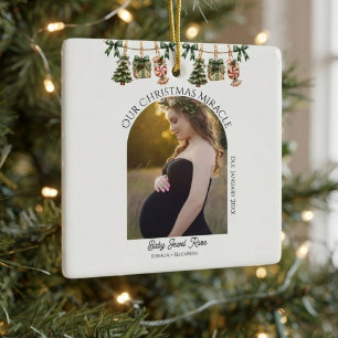 Arch photo Christmas pregnancy announcement Ceramic Ornament