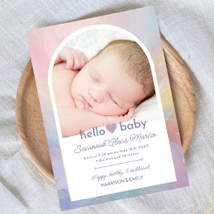 Arch Photo Collage Hello Baby Birth Announcement